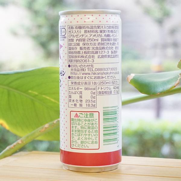 72%OFF!】 光食品 オーガニック ぶどうサイダー レモン 250ml 缶