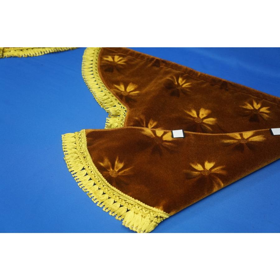 モケットフラワー コスモス 3角サイドカーテン両面式 ゴールド