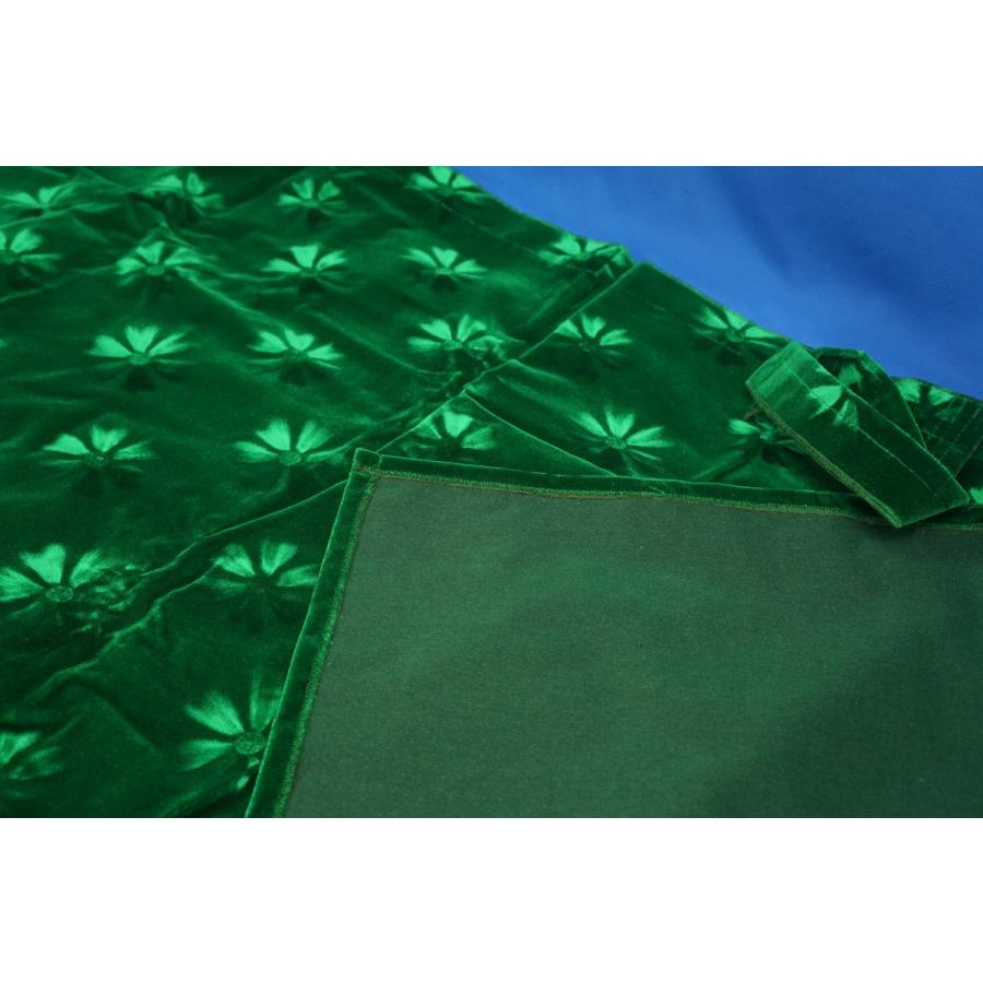 コスモスグリーン　仮眠カーテン モケットフラワー コスモス 仮眠カーテンセット 横2400mm×縦