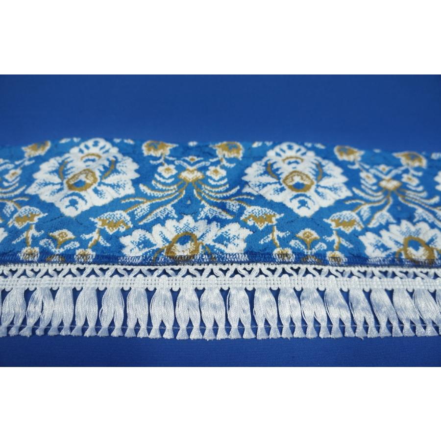 フロントカーテン ストレート型 両面仕様 新格子 縦柄 ブルー