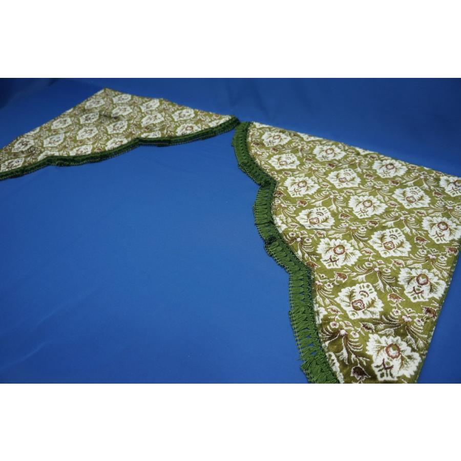 新格子 3角サイドカーテン両面式 グリーン : トラックショップケンズ