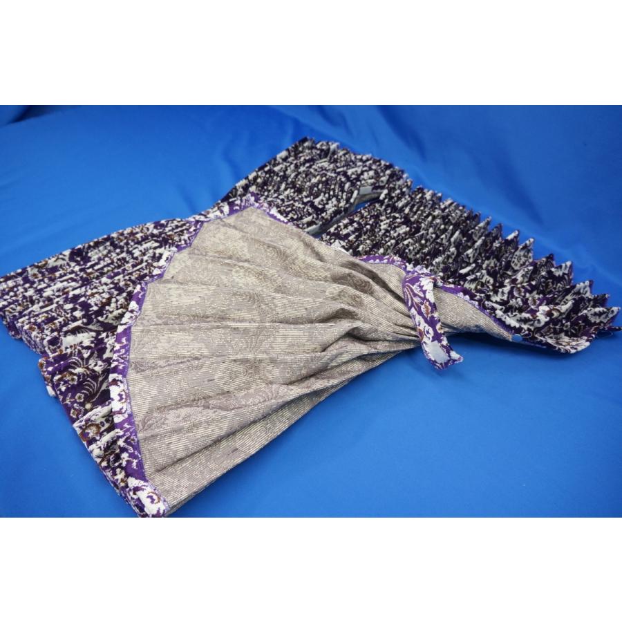 新格子 仮眠カーテン セット 横2400mm×縦800mm パープル