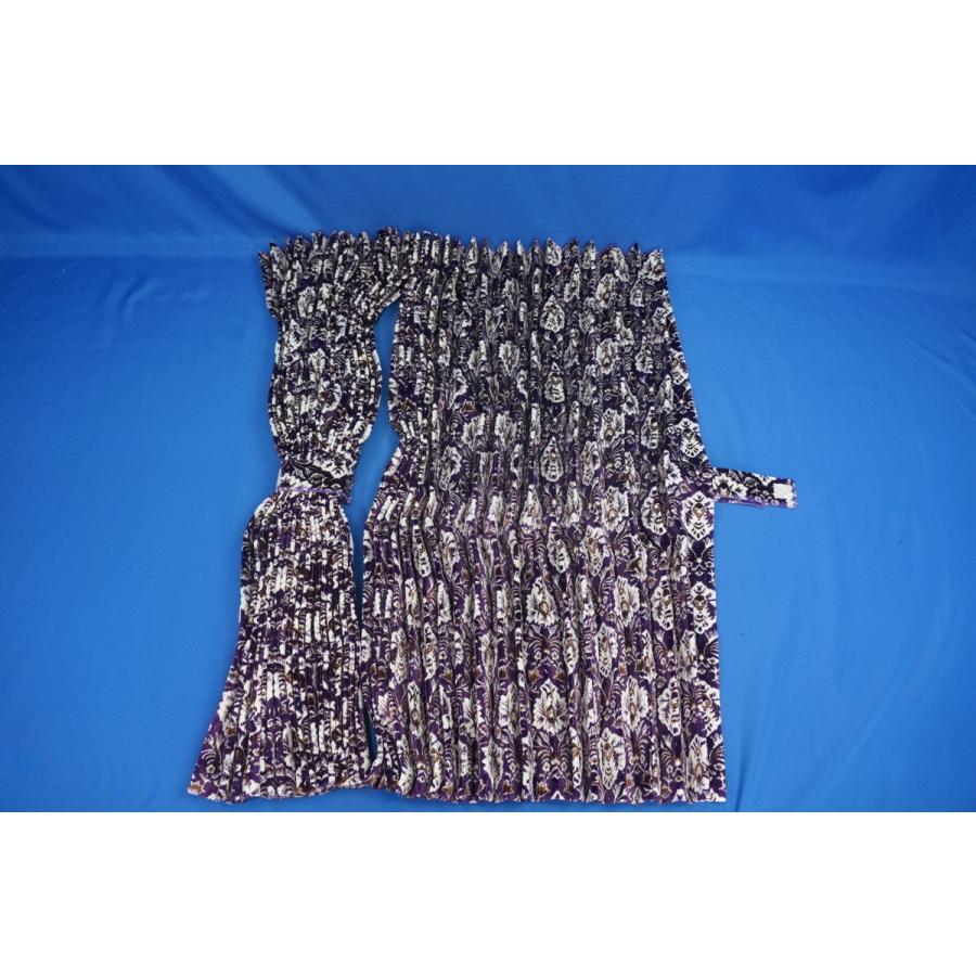 新格子(紫)アコーディオンタイプ 新格子(紫)アコーディオンタイプ プリーツ仮眠カーテン 金華山