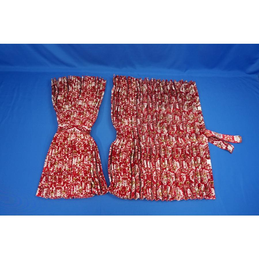 新格子 仮眠カーテン セット 横2400mm×横800mm レッド/エンジ裏地
