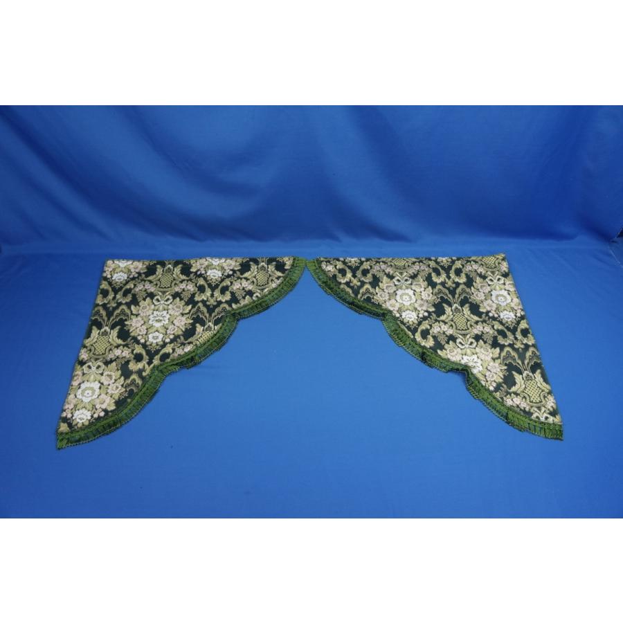 金華山　花籠グリーン　三角サイドカーテン 金華山 三角型サイドカーテン 花かご Mサイズ(650x750) / トラック
