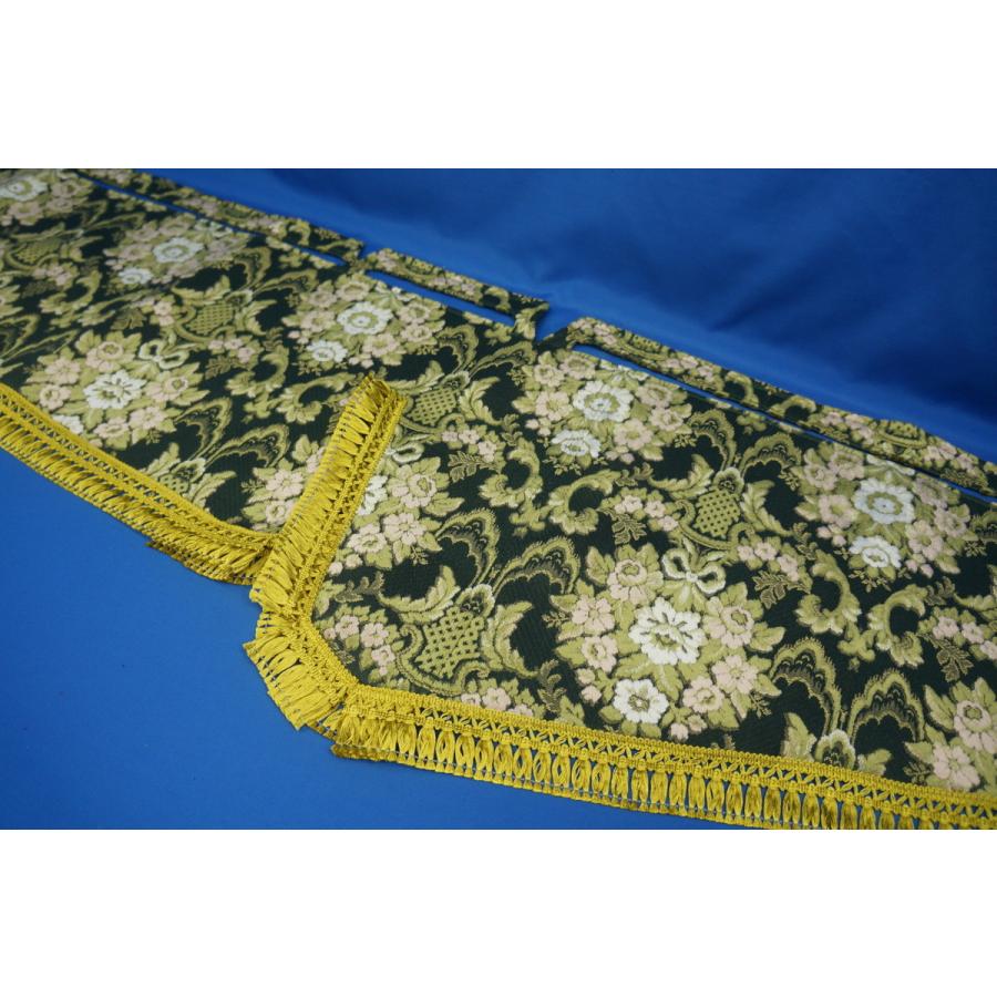 17スーパーグレート用ダッシュマット金華山・花格子グリーン・金色フリル 他セット 17スーパーグレート用 花かご 縦柄 ダッシュマット グリーン/フレンジ