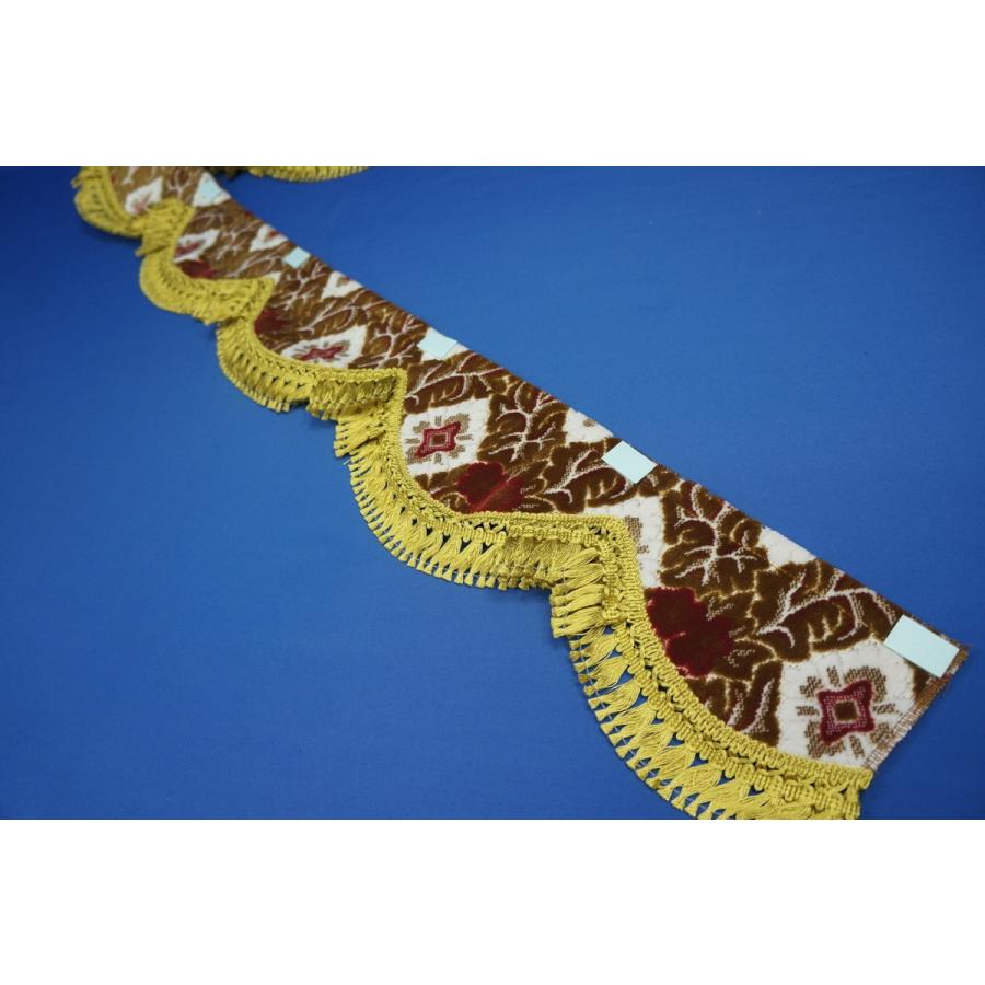 フロントカーテン 波型 両面仕様 大花束 縦柄 オレンジ : トラック