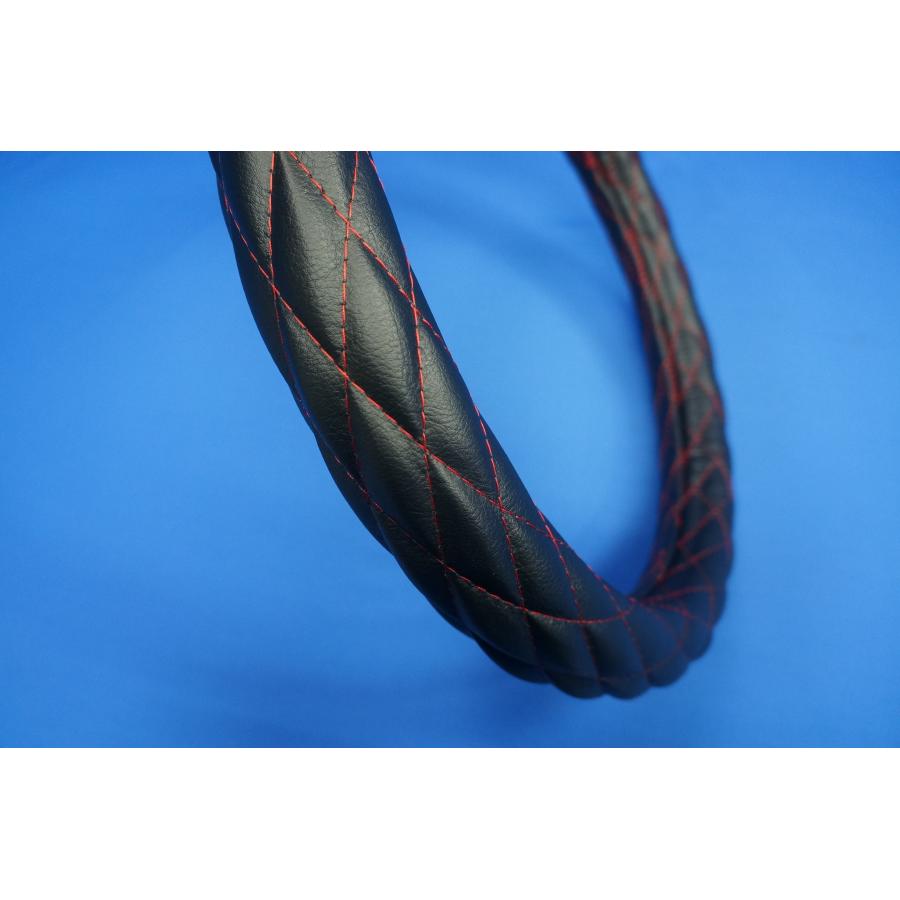 17プロフィア用 シングルステッチハンドルカバー 艶消しブラック/赤糸