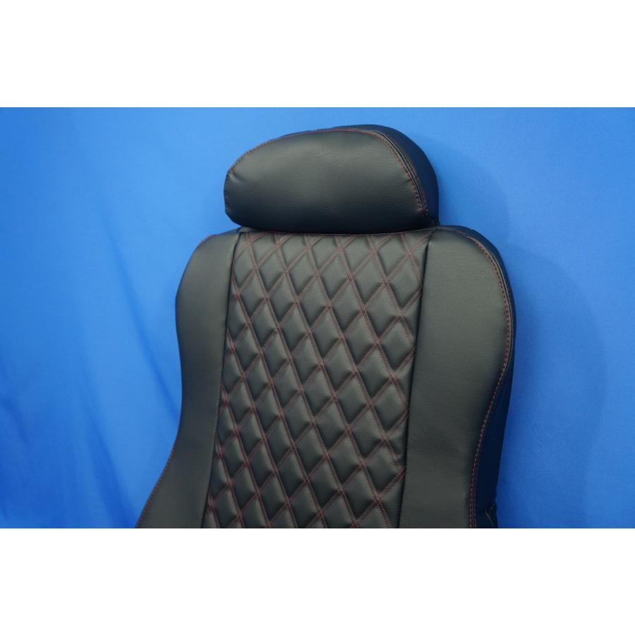 いすゞ超低pmエルフ カスタム車用 月光zeroダブル シートカバー 運転席 艶消しブラック 赤糸 Pmdxgkstmb R トラックショップケンズ 通販 Yahoo ショッピング