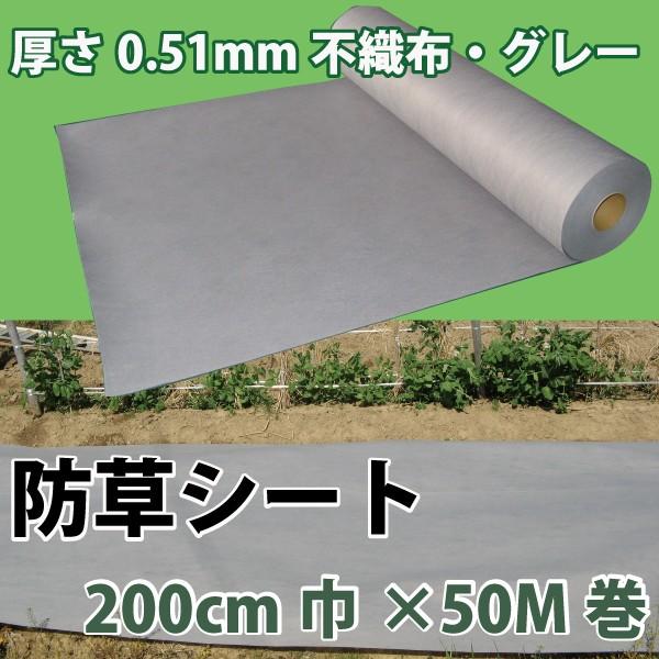 防草居敷き 薄墨色 ポリエステル不織布 200cm×50M 踏み石、飛び石-砂利、石、枕木