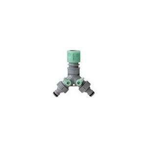 タイマー式自動散水システム　タイマー部材  ワンタッチ分岐栓 散水栓に取り付けて、２つのホースに分水できます｜kenzai-yamasita