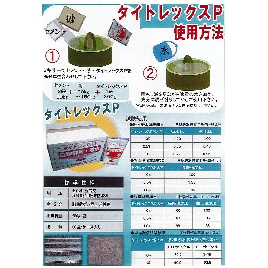 タイトレックスP 高性能モルタル粉末防水剤・白華抑制剤 200g (株 