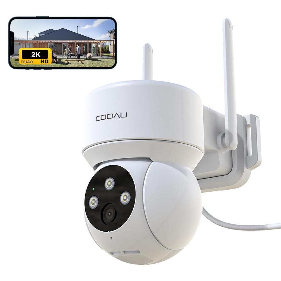 2K超高画素 ・夜間カラー撮影 COOAU 防犯カメラ 屋外 ワイヤレス/wifi 300万画素/1296P 監視カメラ PTZ機能 360
