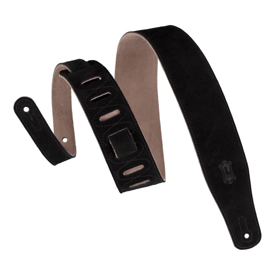 Levy’s Leathers Simply Suede Series 2.5インチ ハンドブラシ ナチュラルダイギターストラップ;ブラック