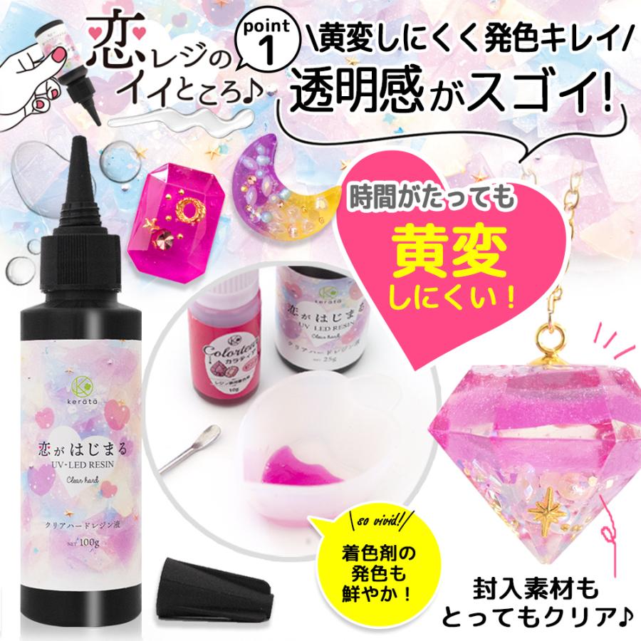 (ケラッタ) レジン液 大容量 業務用 500g 詰替用 恋がはじまる ハードタイプ UVライト LED 恋レジ｜kerata｜03