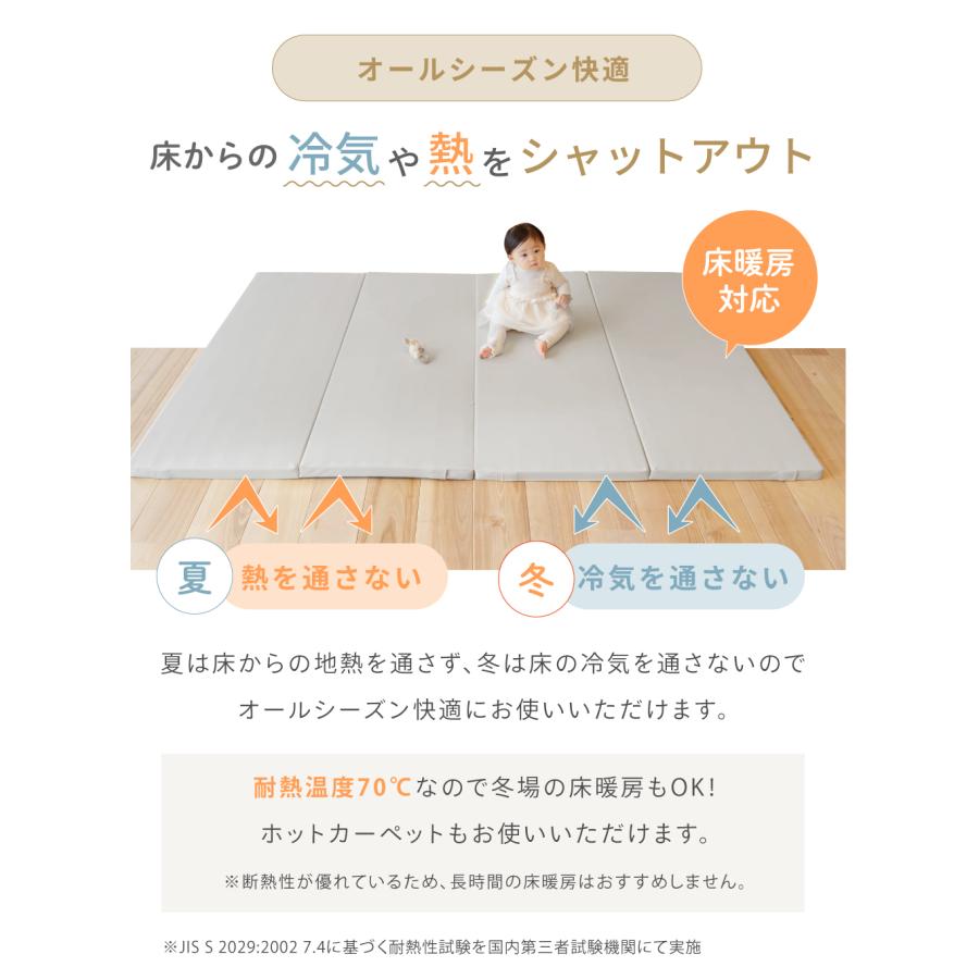 (ケラッタ) プレイマット 折りたたみ ベビー 床暖房対応 厚手 防水 赤ちゃん 防音 冬 200 140 160 120 ベビーマット クッションマット マット ホワイト kerata（ケラッタ） プレイマット シームレス ベビー 折りたたみ