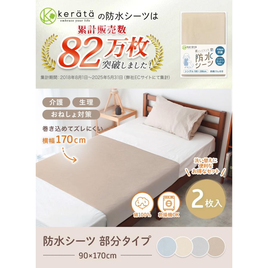 kerata（ケラッタ） 介護用 防水シーツ 2枚セット 乾燥機対応 綿100
