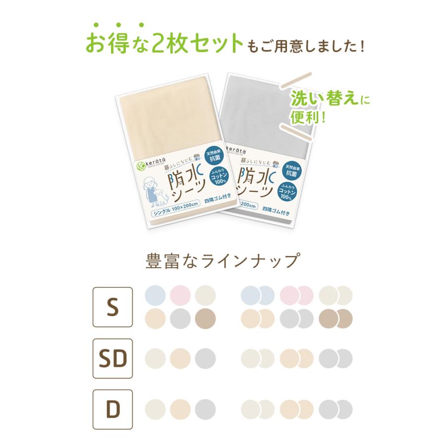 kerata（ケラッタ） 防水シーツ おねしょシーツ ダブル 2枚セット 150