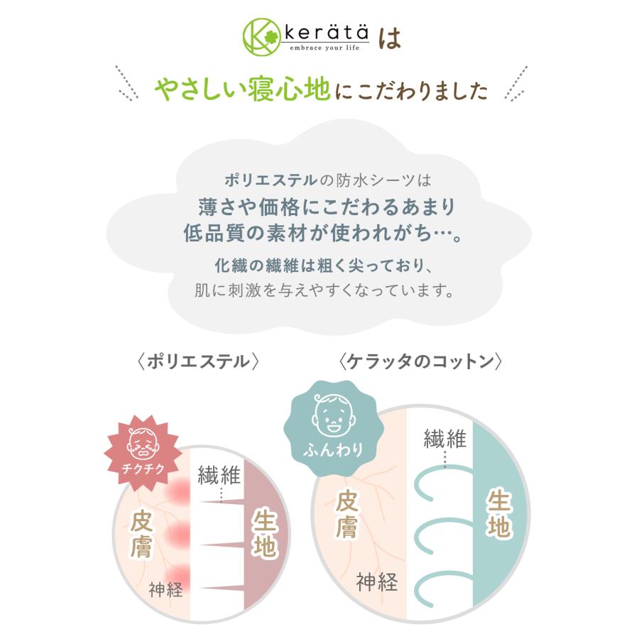 (ケラッタ) 防水シーツ おねしょシーツ シングル １枚 100×200cm 乾燥機 OK 綿100% おしっこ対策  介護 ペット 低ホルム【送料無料】 | kerata | 05