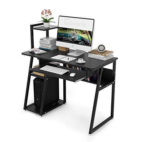 パソコンデスク キーボードスライダー付 幅100cm Dewel Pcデスク 机 3段収納ラック付 モニターアーム取付対応 ワー Cnvt Bl15y Ysik Kerbel 通販 Yahoo ショッピング