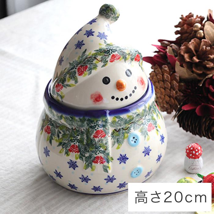 ポーリッシュポタリー　雪ん子コンテナ スノーマンコンテナ[K640-DP696]【ポーリッシュポタリー[ポーランド
