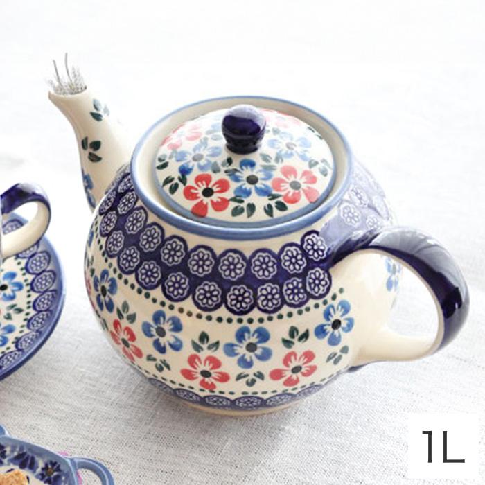 ポーリッシュポタリー＊時計　ポット ティーポット・大[W504-166]【ポーリッシュポタリー[ポーランド