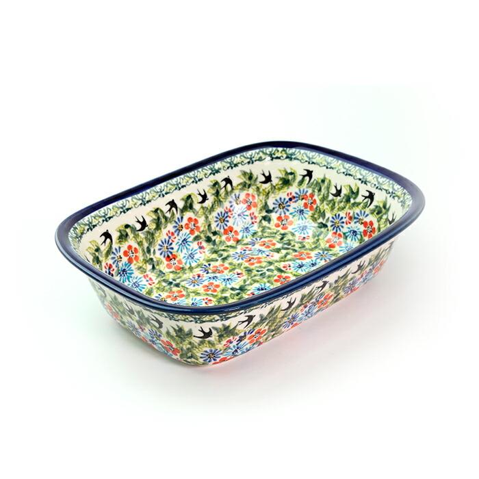 ポーランド食器お皿 オーブン皿スクエア・中[Z174-DU182]【ポーリッシュポタリー