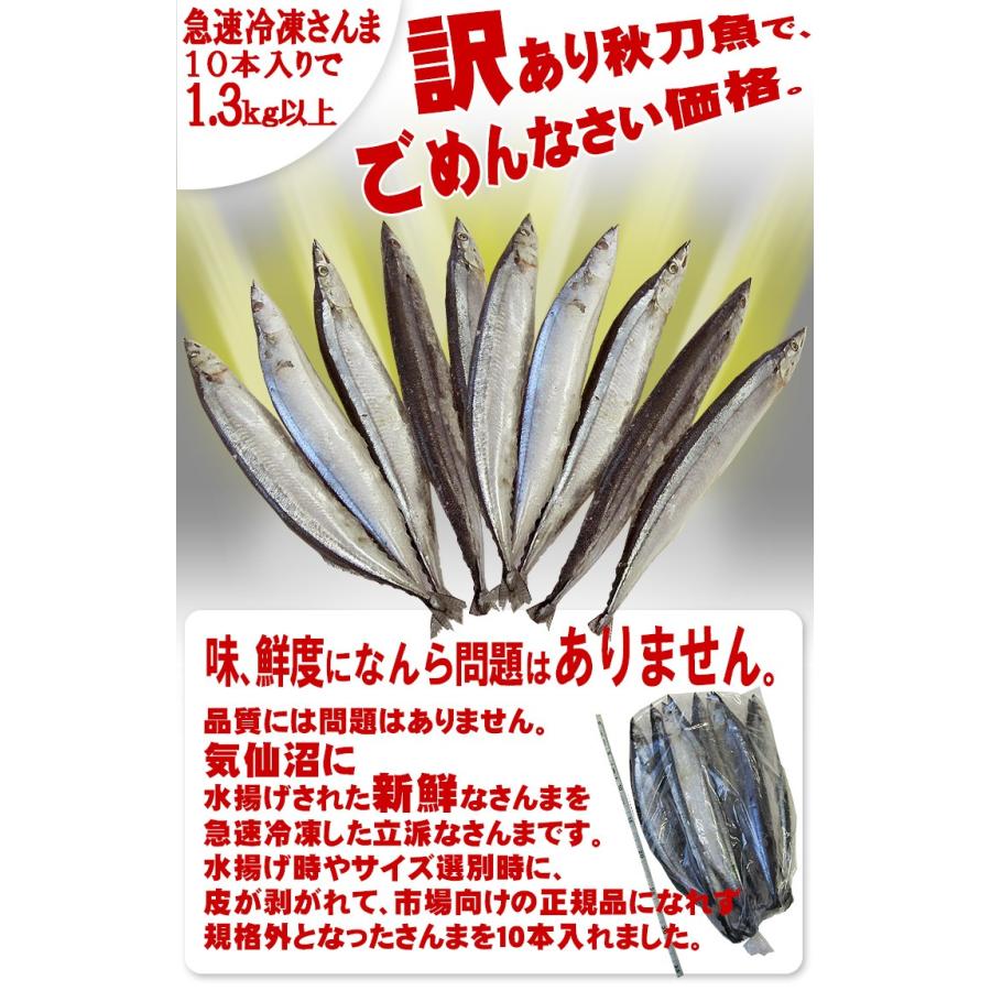 訳あり さんま 冷凍 10本 合計1 3キロ以上 足利本店 気仙沼 三陸 秋刀魚 お取り寄せ df 気仙沼さん 通販 Yahoo ショッピング