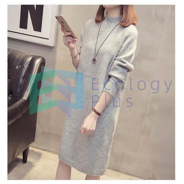最高の品質の 秋 トップス ロング レディース セーター 長袖 秋冬 ニット 膝丈 ニットワンピース チュニック ワンピース 冬 カジュアル ゆったり カットソー ワンピース カラー Color4ライトグレー Www Theopengate Org Il