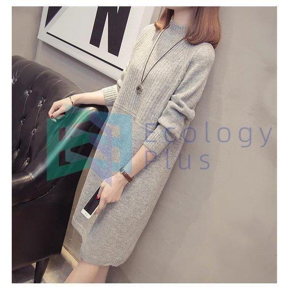 最高の品質の 秋 トップス ロング レディース セーター 長袖 秋冬 ニット 膝丈 ニットワンピース チュニック ワンピース 冬 カジュアル ゆったり カットソー ワンピース カラー Color4ライトグレー Www Theopengate Org Il