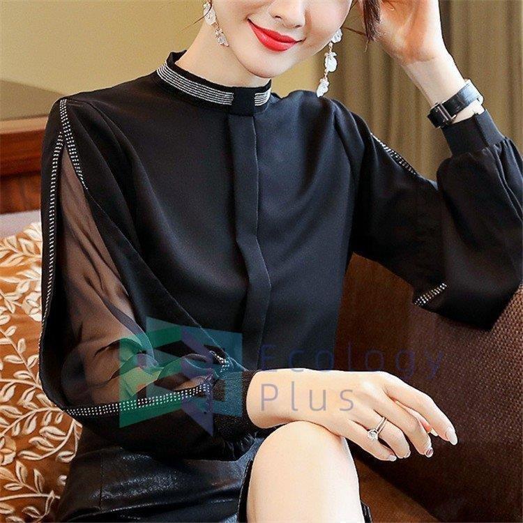 ブラウス レディース オフィス トップス シフォンブラウス 長袖 春 秋 冬 きれいめ 透かし雕り バルーンスリーブ 大人 可愛い 通勤 Ol 黒 シ 有名な高級ブランド