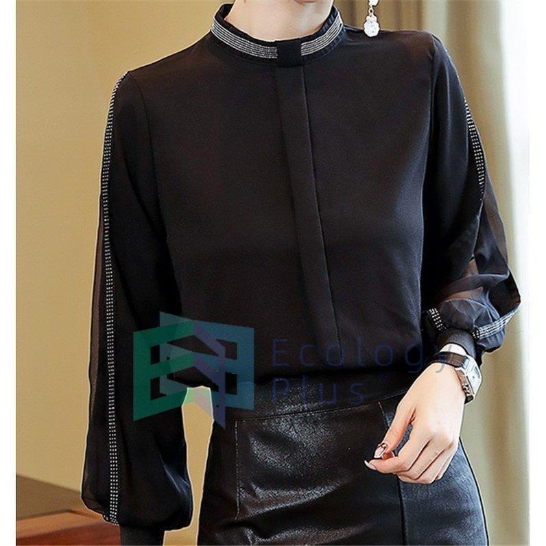 ブラウス レディース オフィス トップス シフォンブラウス 長袖 春 秋 冬 きれいめ 透かし雕り バルーンスリーブ 大人 可愛い 通勤 Ol 黒 シ 有名な高級ブランド