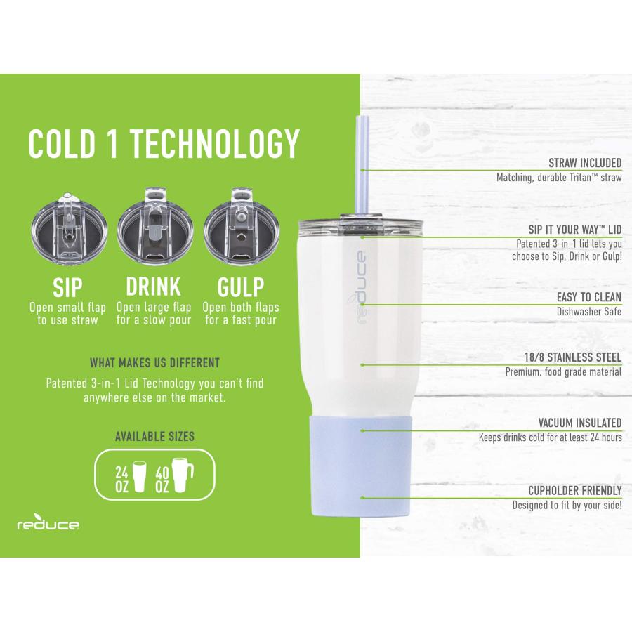 Cold 1 タンブラー ブルーとホワイト 24オンス Reduce 24 oz Tumbler, Stainless Steel 並行輸入品｜kevin-store｜07