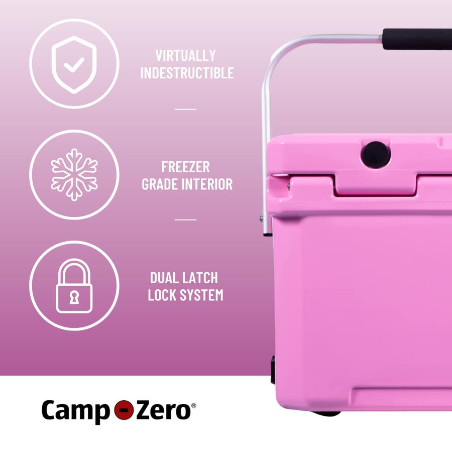 CAMP ZERO 20L プレミアムクーラー/アイスチェスト キャリーハンドルと成形カップホルダー4個付き ピンク CAMP Z 並行輸入品｜kevin-store｜04