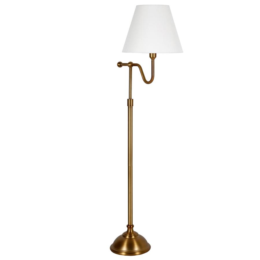 Wellesley 63" Tall Floor Lamp with Fabric Shade in Brass/White 並行輸入品｜kevin-store｜04