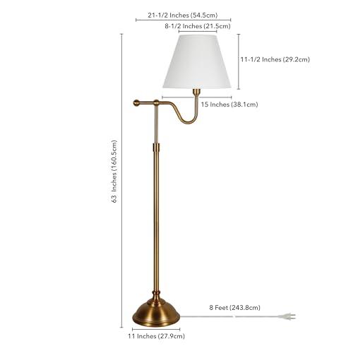 Wellesley 63" Tall Floor Lamp with Fabric Shade in Brass/White 並行輸入品｜kevin-store｜08