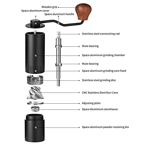 SIXAQUAE 手動コーヒーグラインダー ステンレススチールバリ付き 調節可能な設定 ハンドコーヒーグラインダー 航空アルミニウ 並行輸入品｜kevin-store｜05