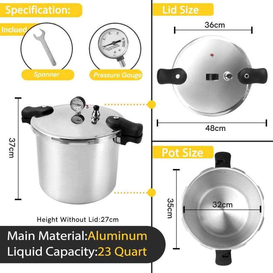 BreeRainz 23 Quart Pressure Cooker,11.2 psi Aluminum Pressure Ca 並行輸入品｜kevin-store｜10