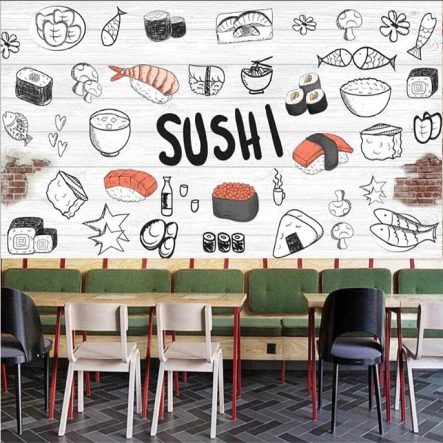 Japanese Cuisine Wall Mural 3D Sushi Restaurant Peel and Stick S 並行輸入品｜kevin-store｜07