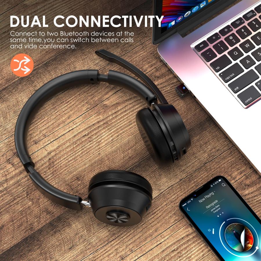 Bluetooth Headset V5.1, Wireless Headset with Noise Canceling Mi 並行輸入品｜kevin-store｜07