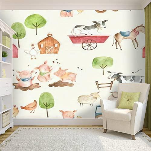 Self Adhesive PVC Wallpaper Watercolor baby farm animals illustr 並行輸入品｜kevin-store｜02