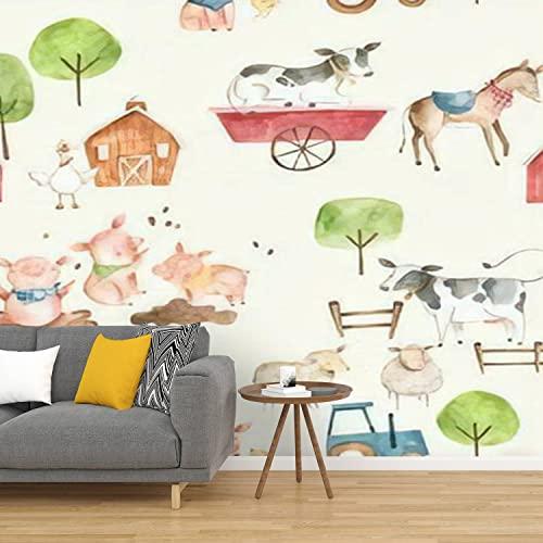 Self Adhesive PVC Wallpaper Watercolor baby farm animals illustr 並行輸入品｜kevin-store｜08