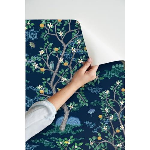 Spoonflower Peel & Stick Wallpaper 9ft x 2ft   Indigo Blue Chino 並行輸入品｜kevin-store｜08