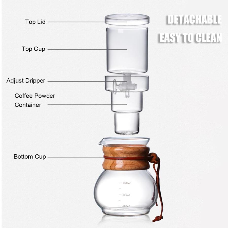 RUIFAR Cold Brew Coffee Maker Glass Ice Drip Coffee Pot with Adj 並行輸入品｜kevin-store｜10