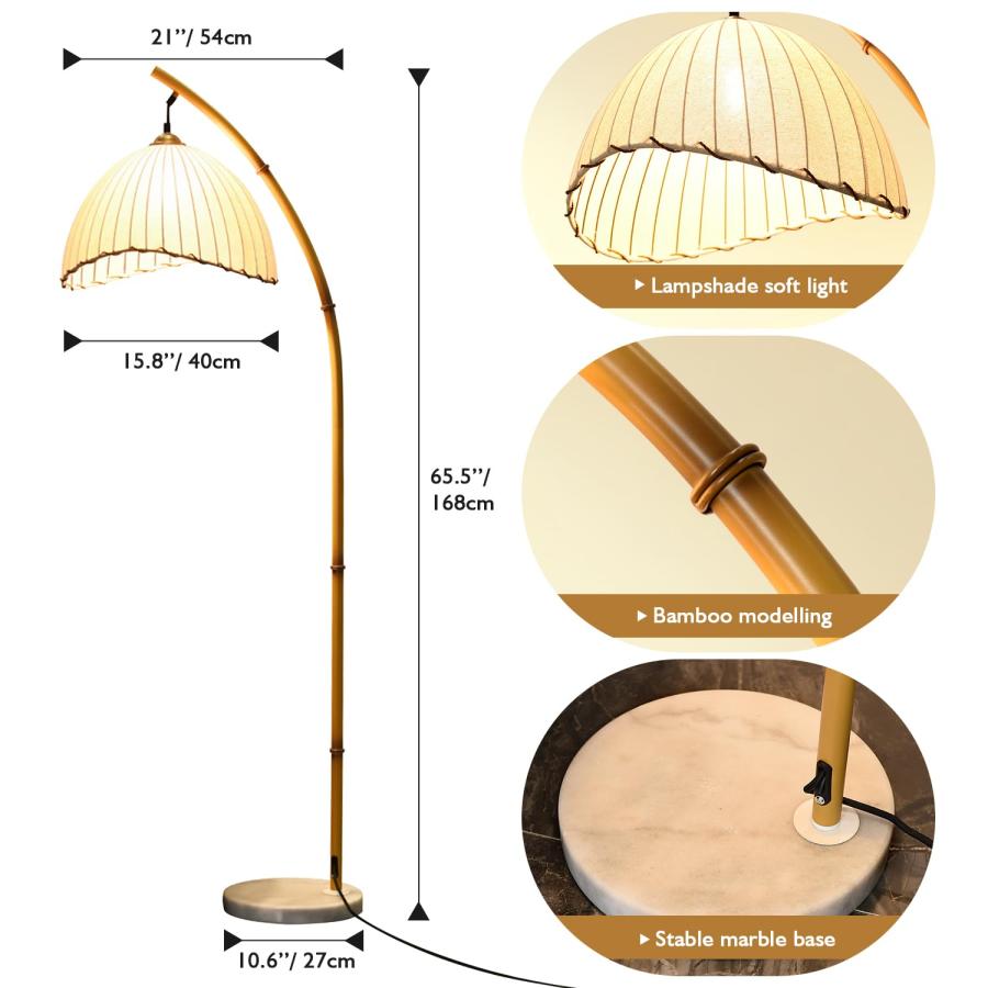 zaleeta Vintage Imitated Bamboo Floor Lamp Dimmable Standing Boh 並行輸入品｜kevin-store｜10