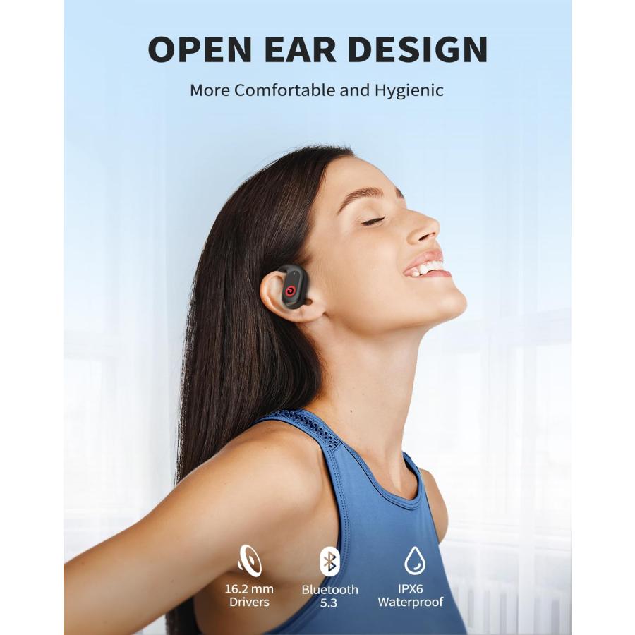 購入特価商品 PSIER Open Ear Headphones， Bluetooth 5.3 Wireless Earbuds with L 並行輸入品