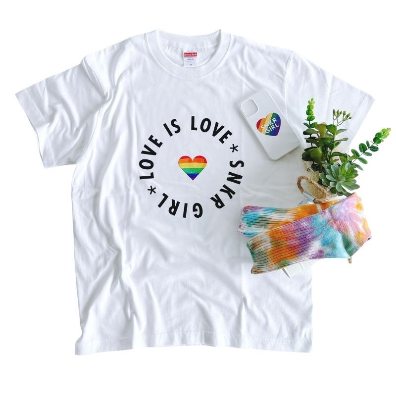 『SNKRGIRL Rainbow Tee(＊LOVE IS LOVE＊) 』レインボーオリジナルメッセージTシャツ｜keyoflife-plus-shop｜07