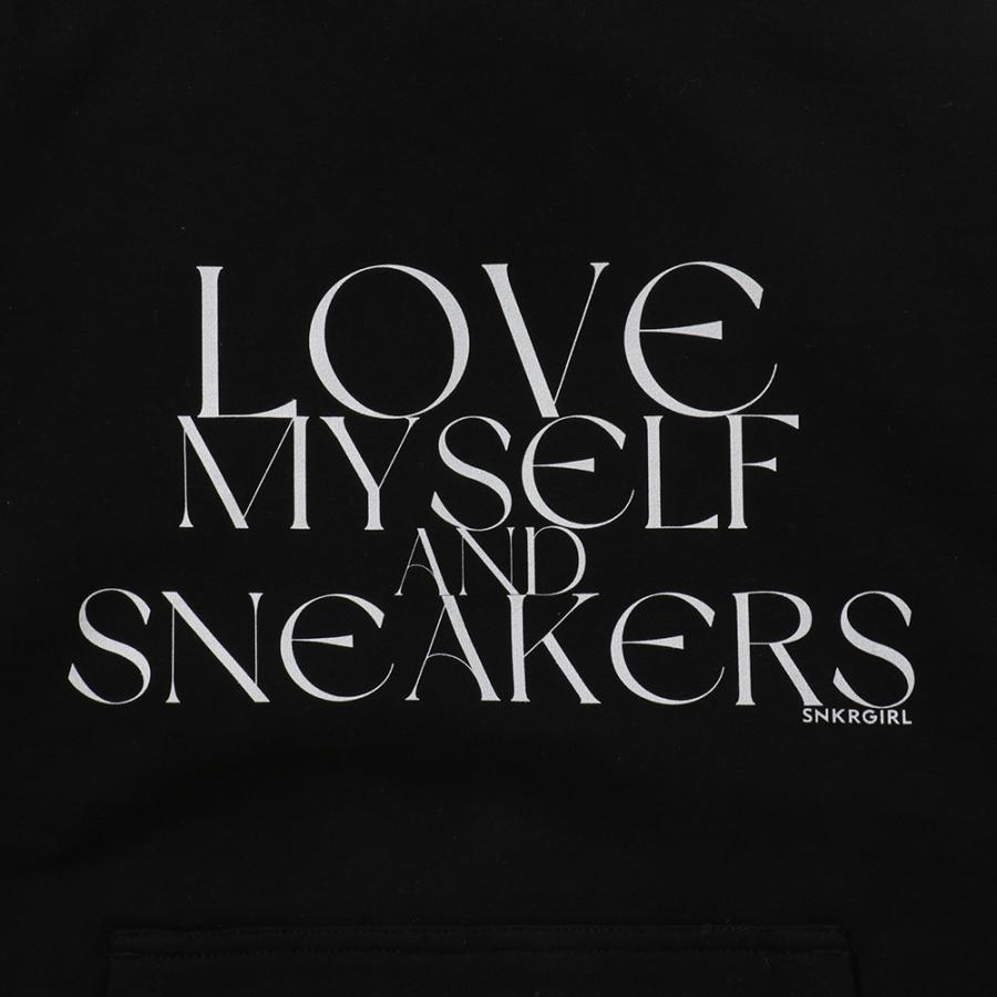 『SNKRGIRL original message hoodie(Black : White logo) 』スニーカーガール オリジナルメッセージパーカー / ブラック(ホワイトロゴ)｜keyoflife-plus-shop｜03