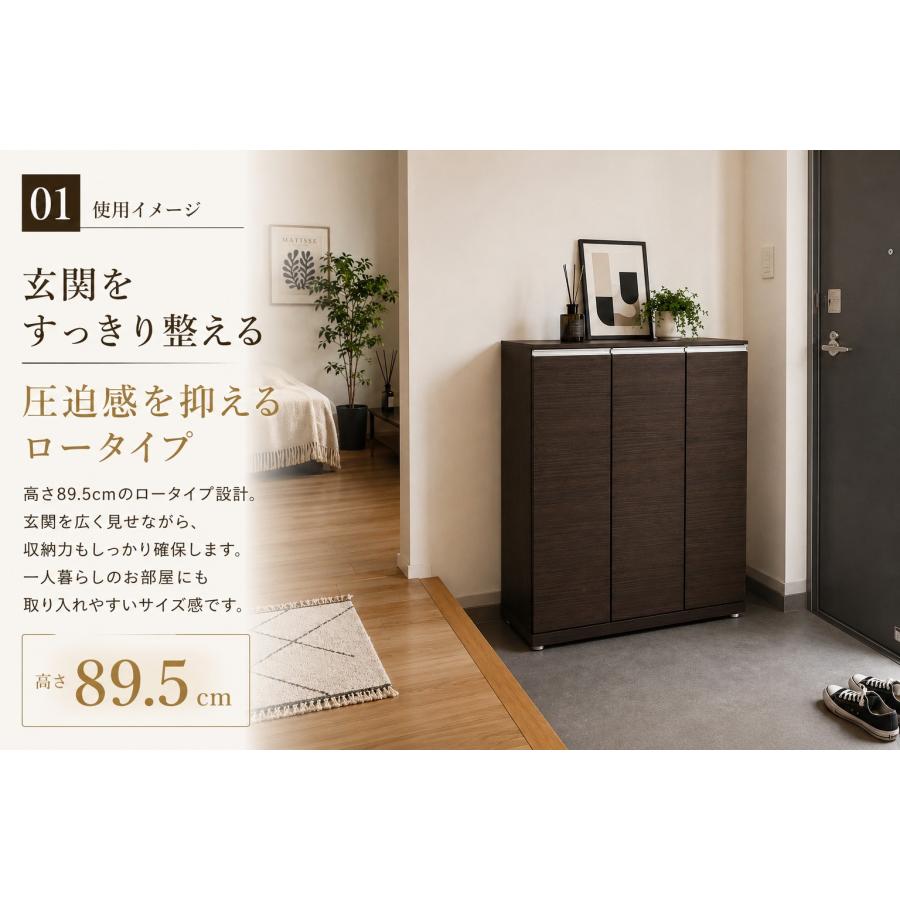 完成品 幅75cm シューズボックス 下駄箱 ロータイプ 靴収納 玄関収納