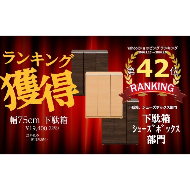 完成品 幅75cm シューズボックス 下駄箱 ロータイプ 靴収納 玄関収納